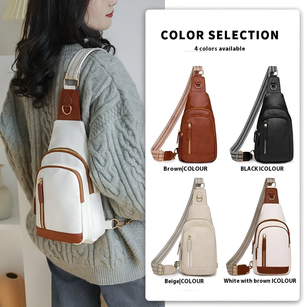 Soft brown PU leather women's crossbody messenger bag with an open front pocket.