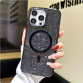 Rhinestone electroplating TPU phone case for iPhone 17 with diamond magnetic suction, black colour