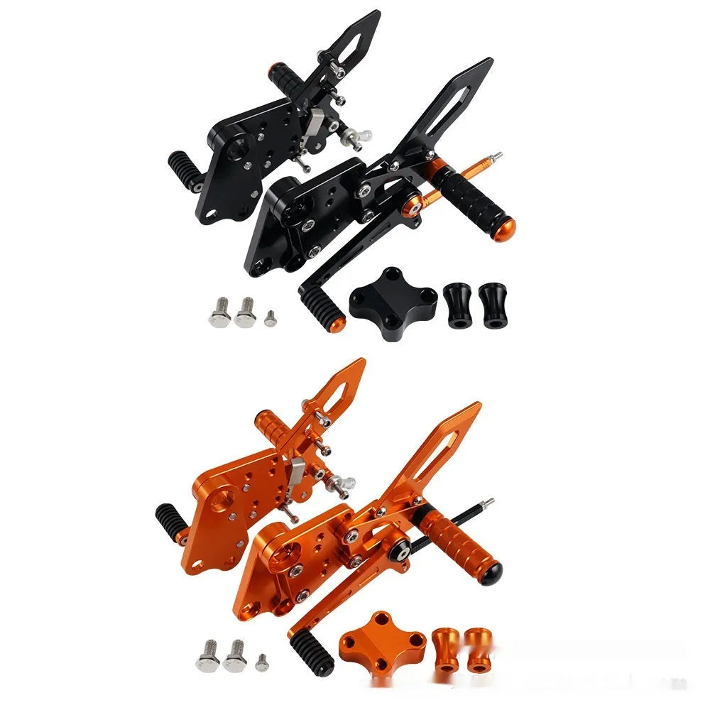 KTM DUKE motorcycle rear shift pedal support assembly modification kit in black and orange