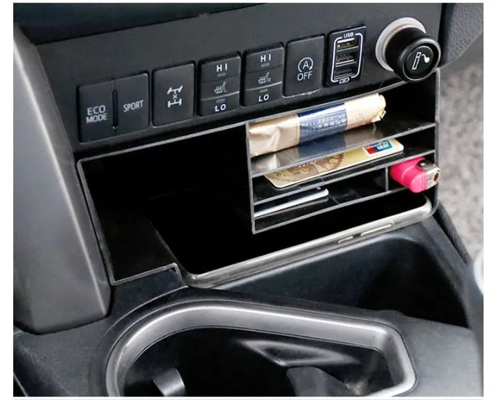Black plastic centre console storage box for Toyota RAV4 and Rongfang with plug-in design