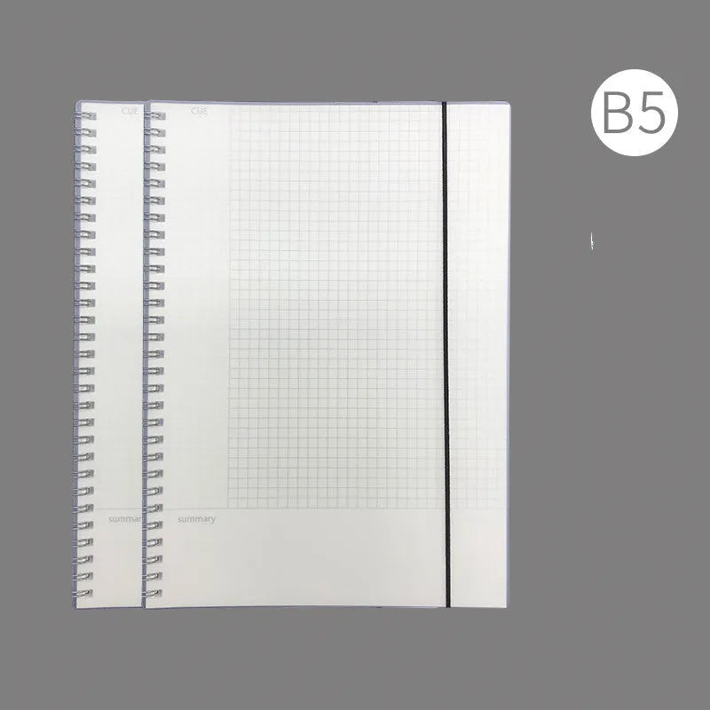 A4 hard cover notebook with PP material showing horizontal grid, horizontal line and lattice ruling options