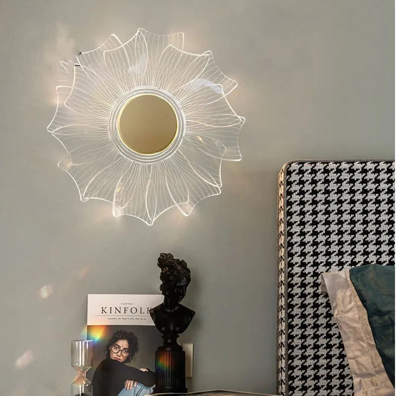 Petal acrylic LED wall lamp, 175 x 175 mm, windmill light colour, trichromatic dimming, 220V home wall light