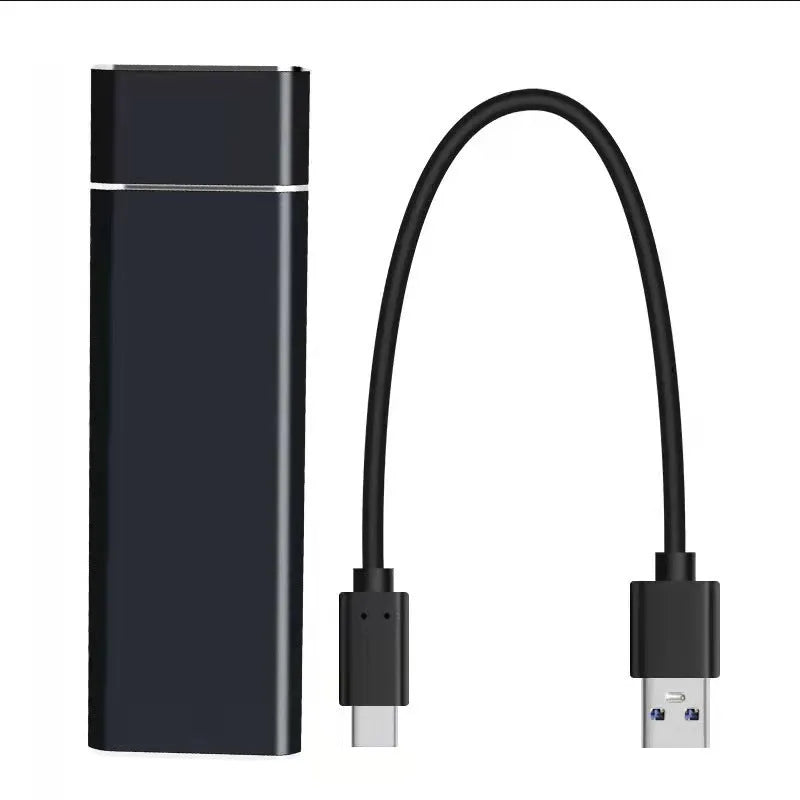 Ultra-thin metal shell SSD mobile hard disk in five colour options with USB data cable.