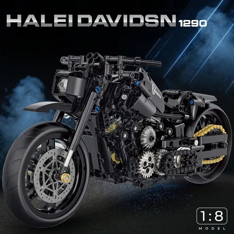1:8 scale H2R motorcycle building block model made of small plastic particles for teenagers