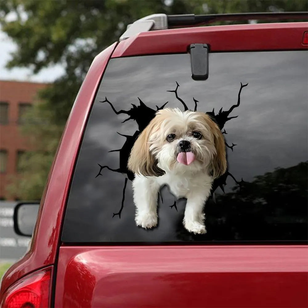 Tearing-funny torn style reflective dog body sticker for car window in QCTMK2904 colour.