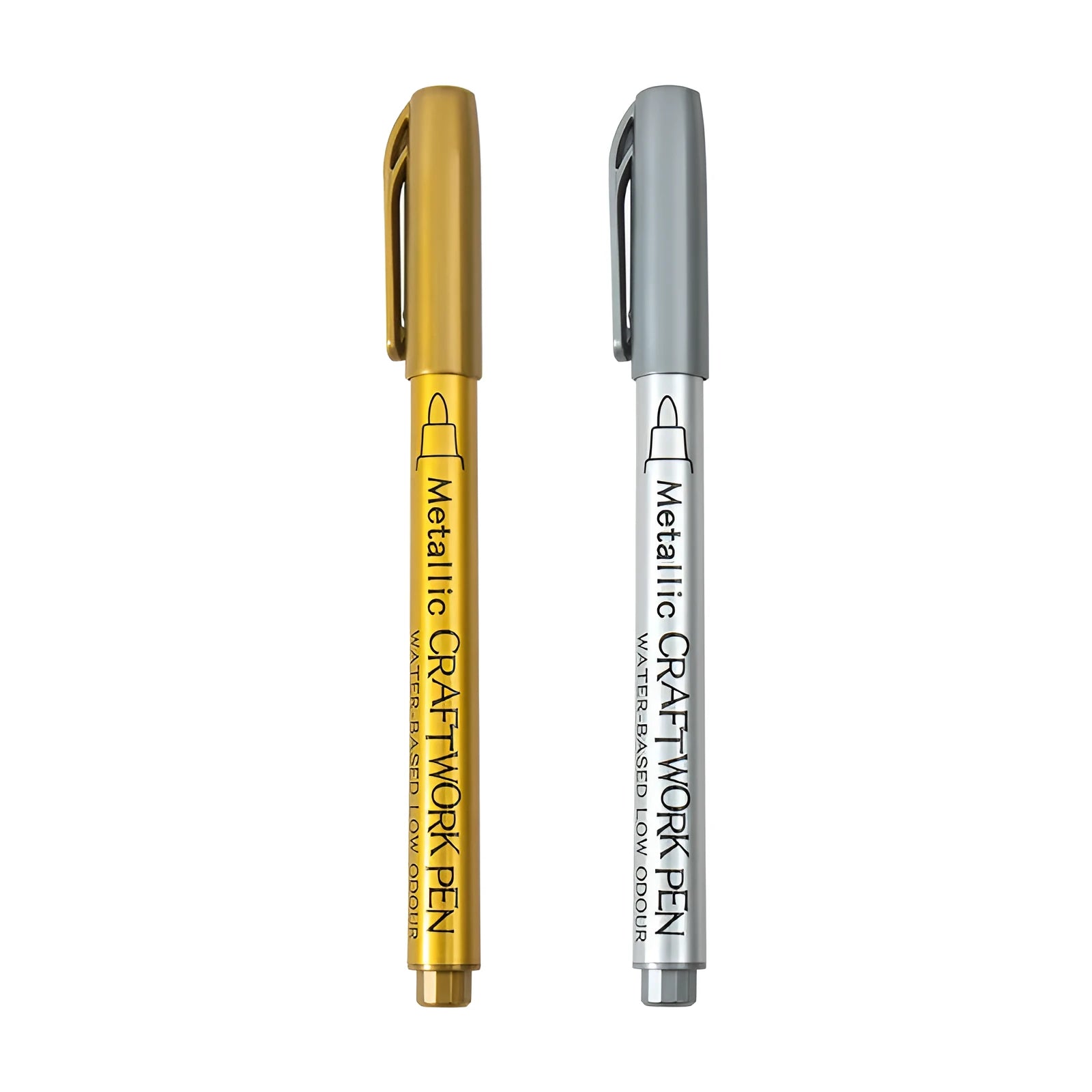 English packaging metal paint pen with plastic shell and gold silver ink refills