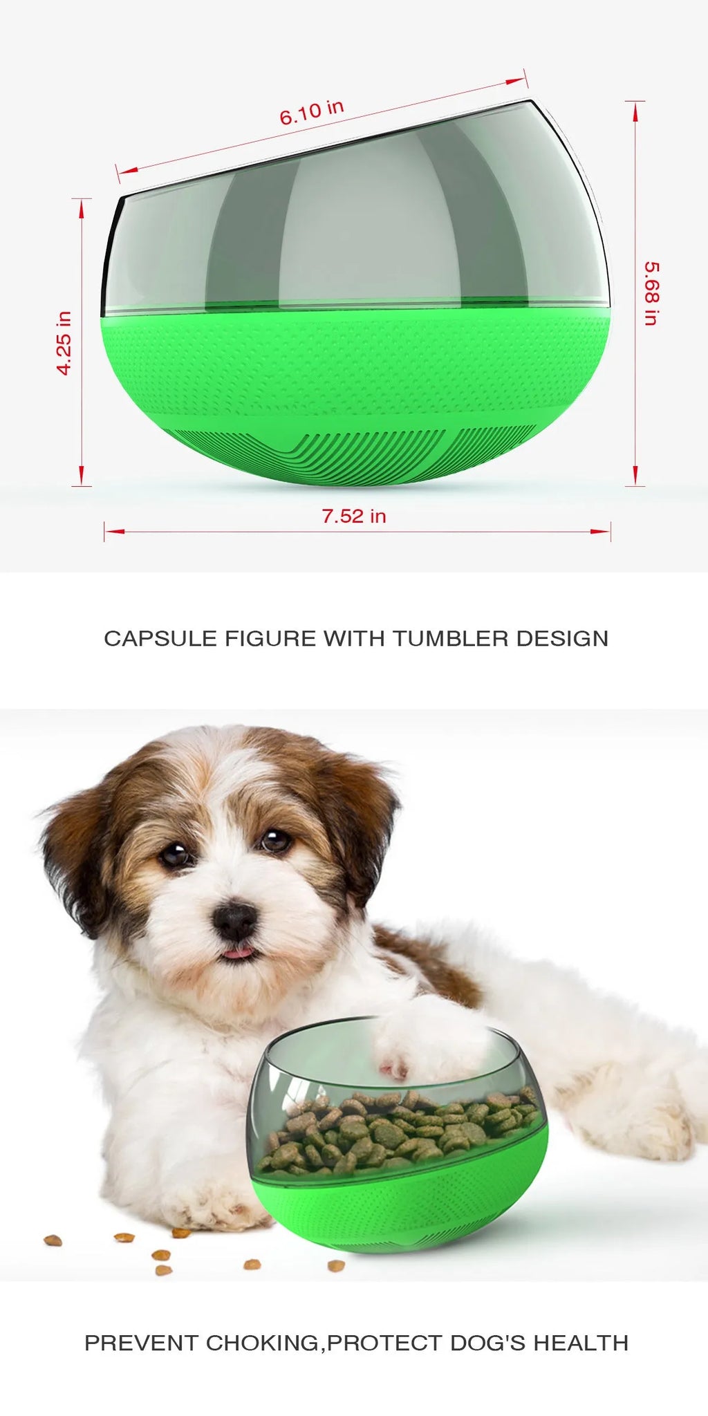 Plastic slow food bowl for pets, 19 x 19 x 14 cm, shown in blue, green, or yellow