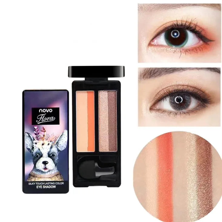 Gradient two-colour eyeshadow compact with small mushroom-head brush and 7:3 golden ratio pan