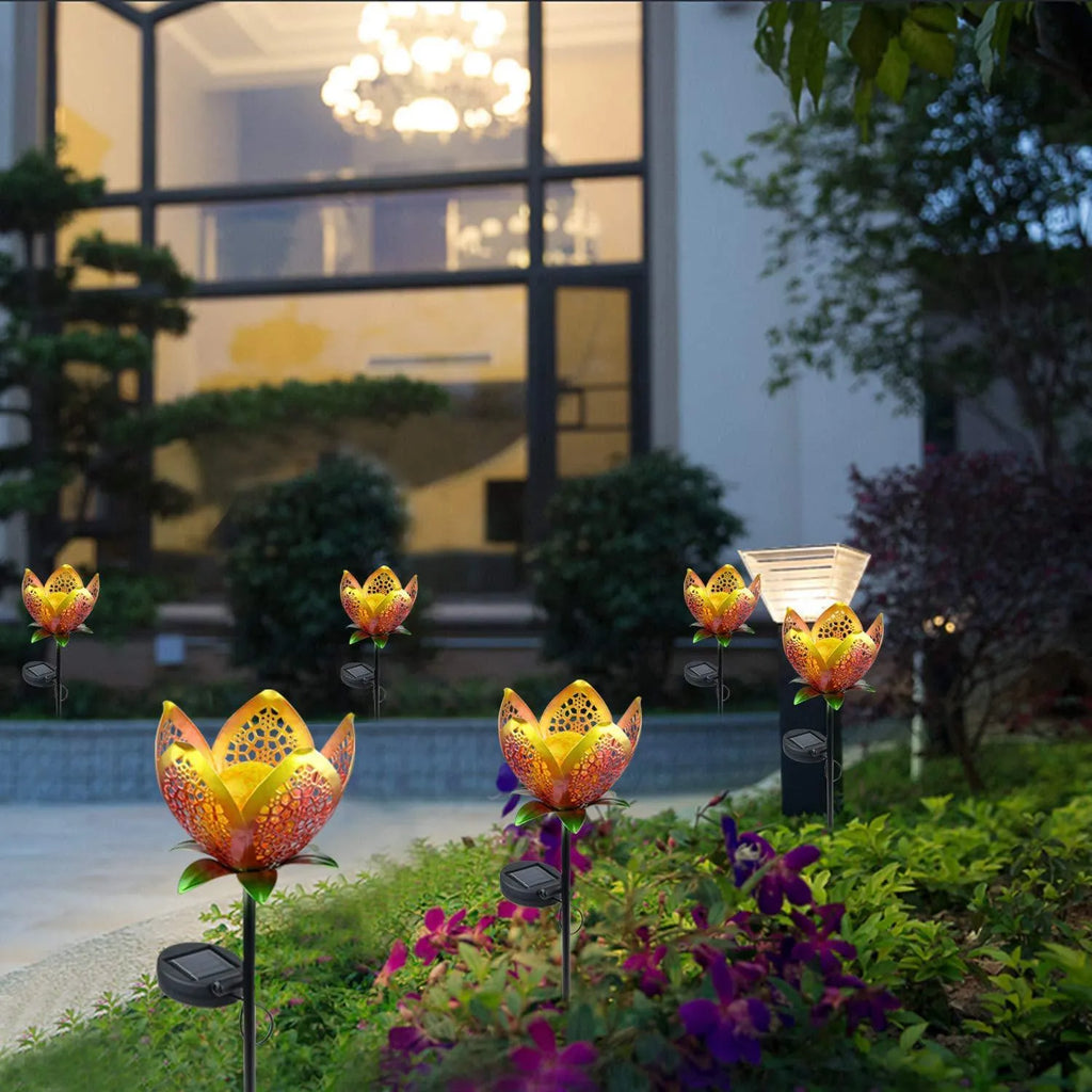 Solar lawn light with warm light output, 450mm height, IP44 rated for garden decoration
