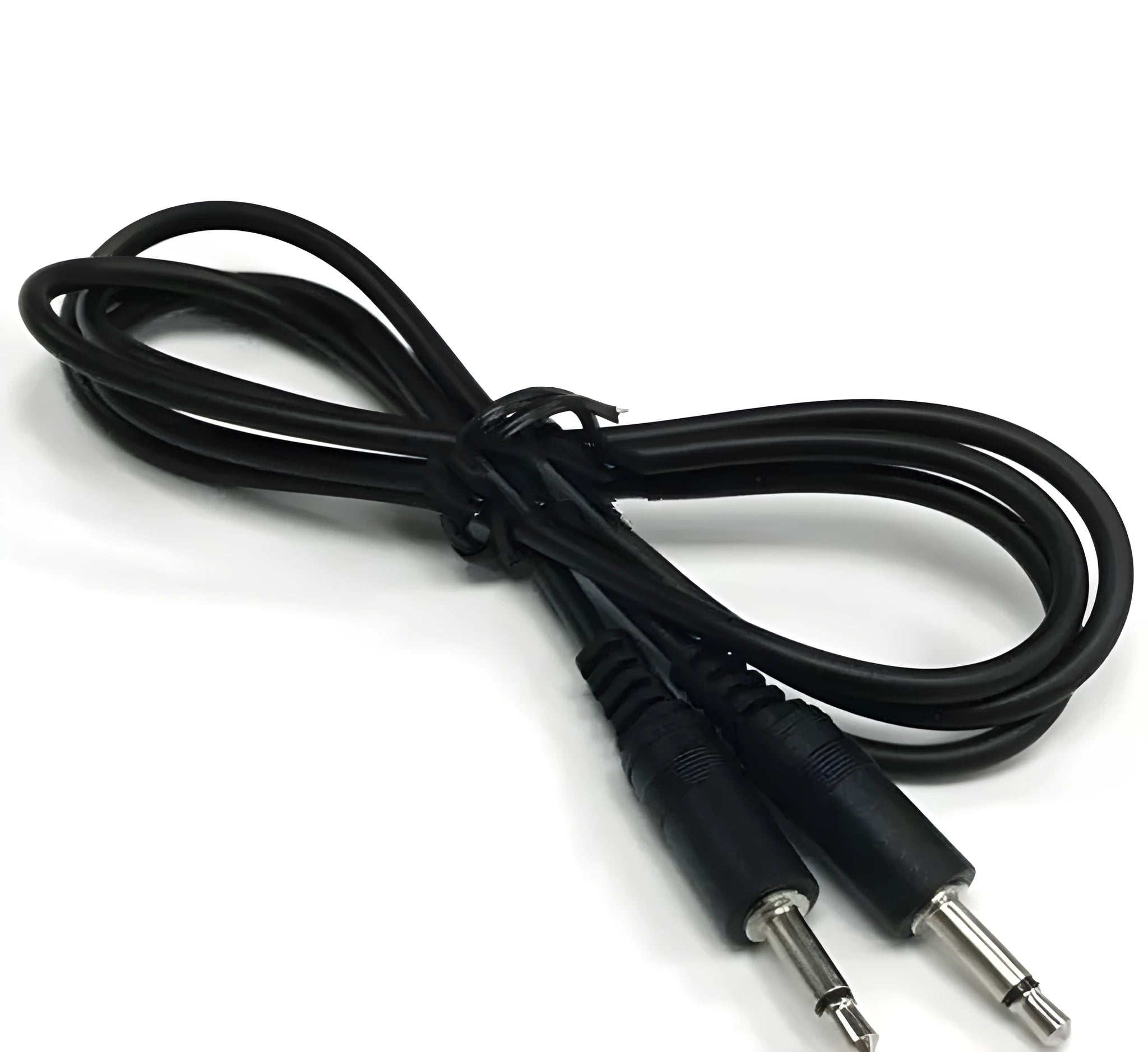 Black 3.5 mm male to female audio extender cable, one metre long, on a white background.