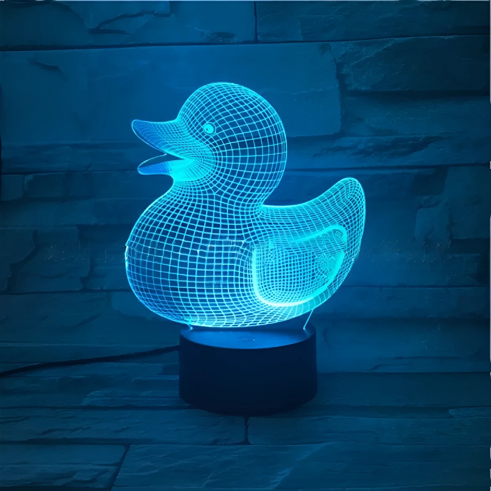 Little yellow duck 3D night light with remote control on tabletop