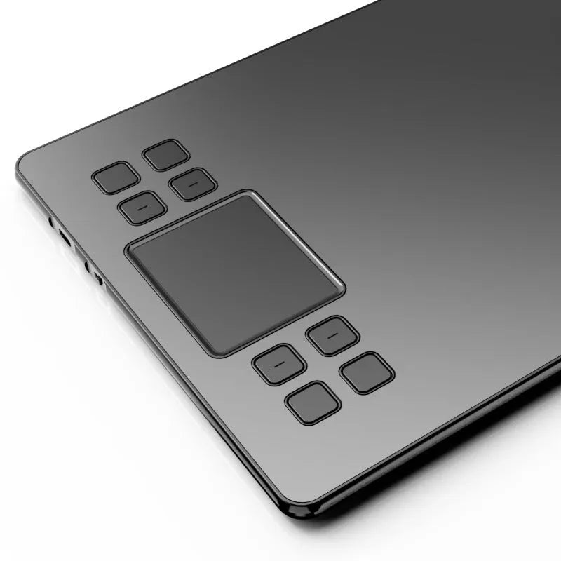 Digital drawing electronic drawing board tablet with 10-inch panel, black, showing passive pen and pen stand