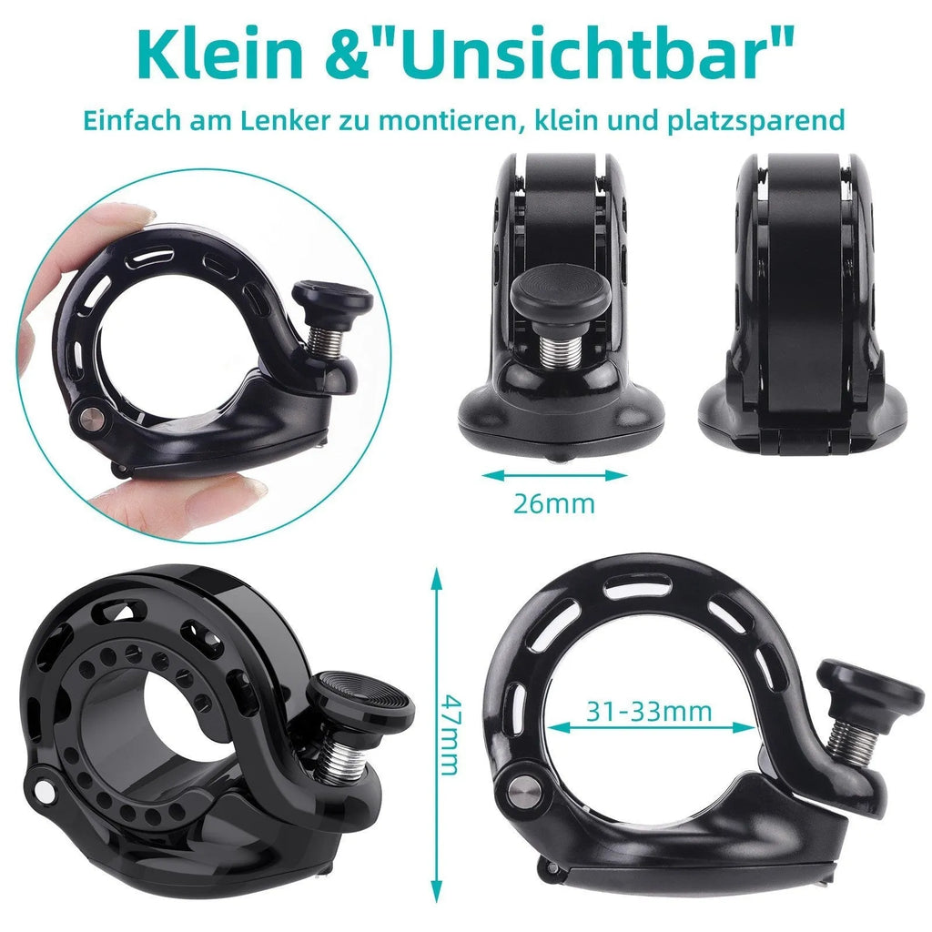 Black aluminium alloy bicycle positioning anti-theft thumb bell with gaskets and wrench