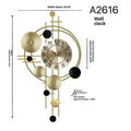 Gold iron wall clock, small A2616 size, mute specification, for home hanging decoration