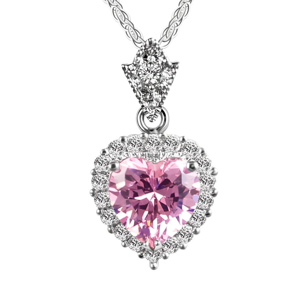 Micro-set zircon heart necklace with white gold plated 30% white copper pendant for women's banquet wear