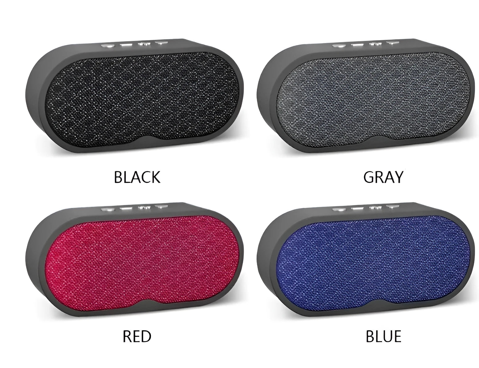 A grey Bluetooth wireless subwoofer speaker unit with a front-facing grille, sitting on a surface.