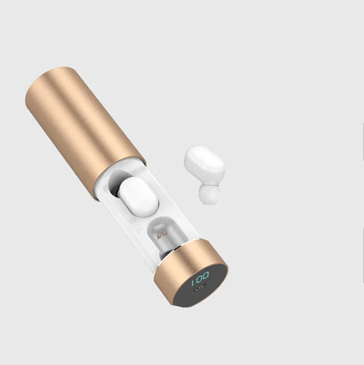 TW-A6 cylinder earphone in Black with charging box, Bluetooth 5.0 true wireless earbuds