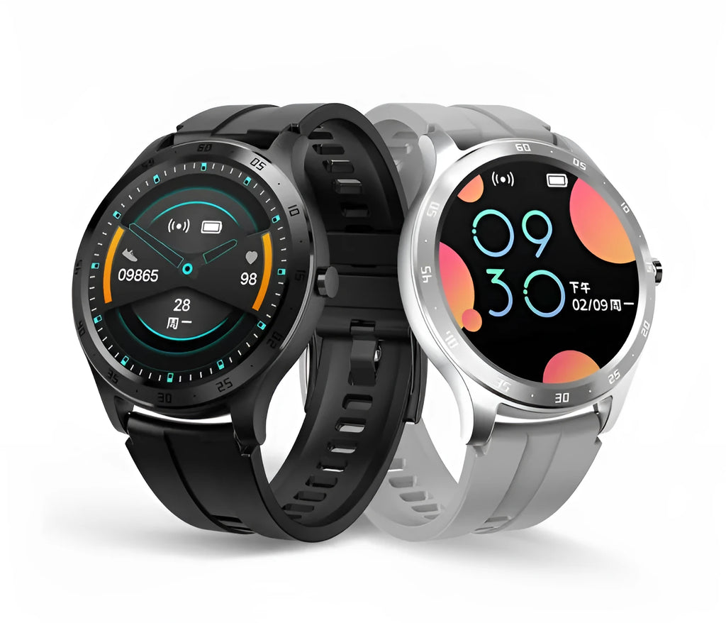 S20 smart fitness bracelet with a 1.28 inch screen on a wrist, in black, grey, or pink colour options.