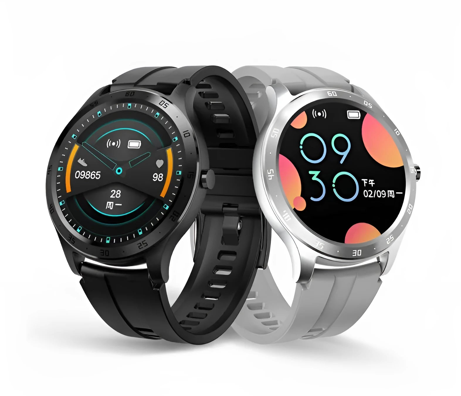 S20 smart fitness bracelet with a 1.28 inch screen on a wrist, in black, grey, or pink colour options.
