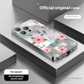 Ins oil painting flower mirror phone case in silver gray electroplated glass for Apple iPhone