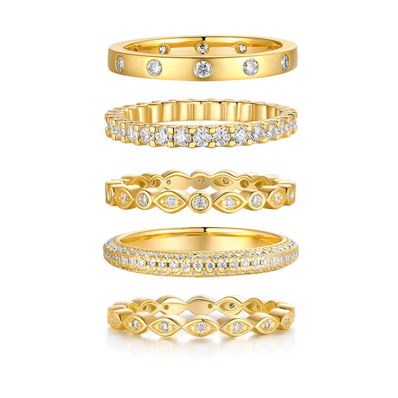 Golden Music moissanite wedding ring set gold-plated S925 silver gift box GRA certificate sizes 5-9
