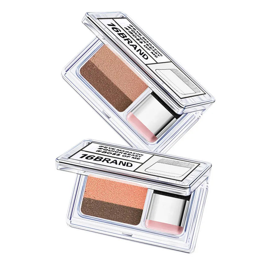 LAIKOU Double Color Eye Shadow Makeup Palette with two complementary shades, waterproof glitter finish, 3g compact
