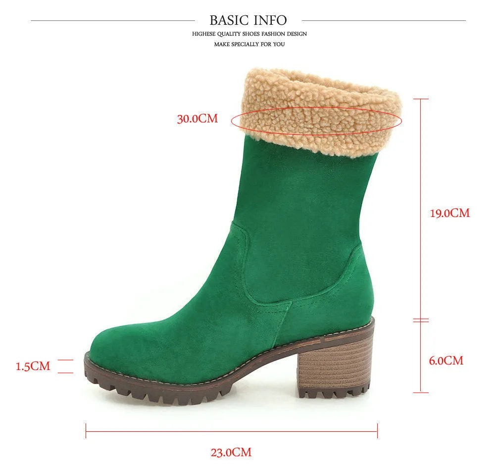 A pair of men's lace-up snow boots with a thick rubber sole and plush lining, shown in multiple colour options.