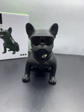 Miniature bulldog-shaped Bluetooth speaker in black colour showing compact portable design