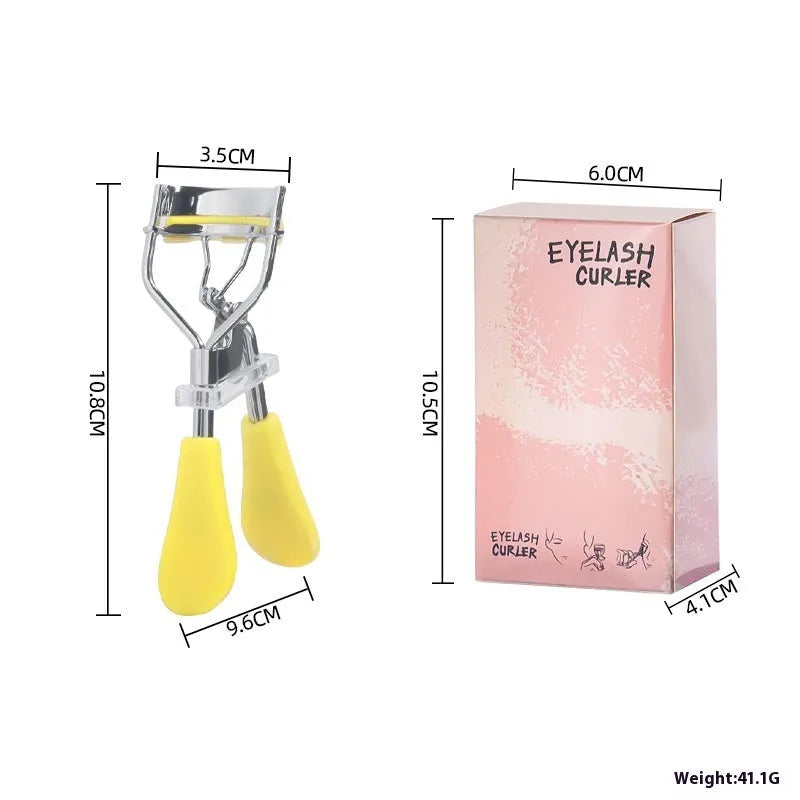 Manual A4 eyelash curler with comb in carbon steel and ABS plastic, shown in a selection of colours.