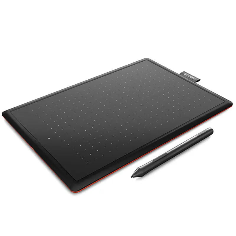 Wacom CTL-472 digital drawing tablet with pressure-sensitive pen and replacement nibs on a desk