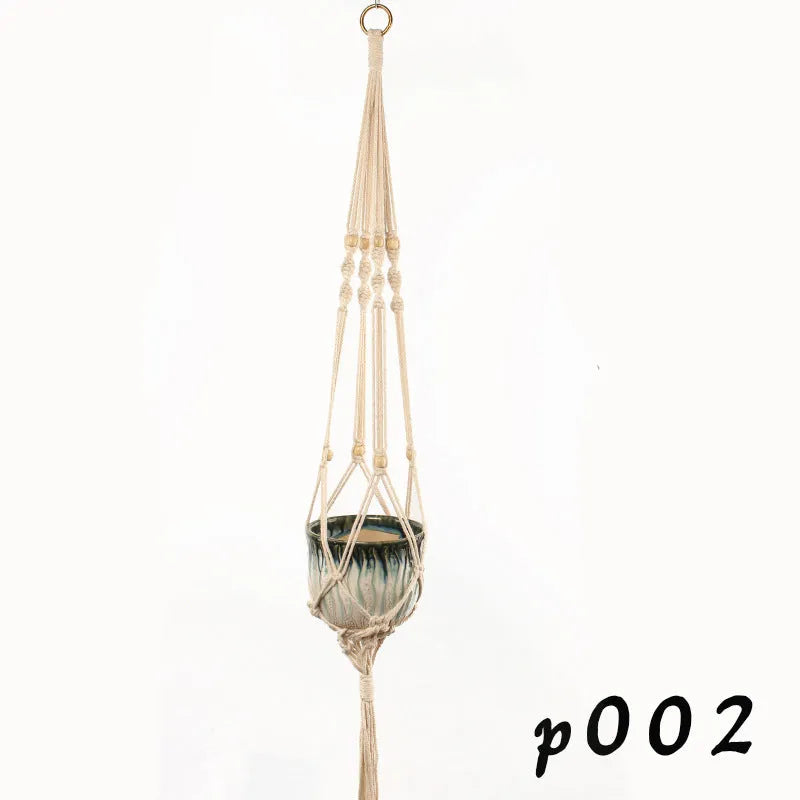 Woven wire decorative plant basket with cotton rope detailing for hanging or desktop plant display