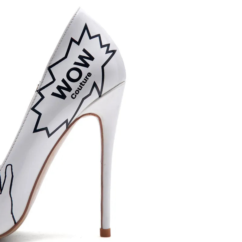3D printed high heels in black grey with 12cm heel, microfiber upper, non-slip rubber sole