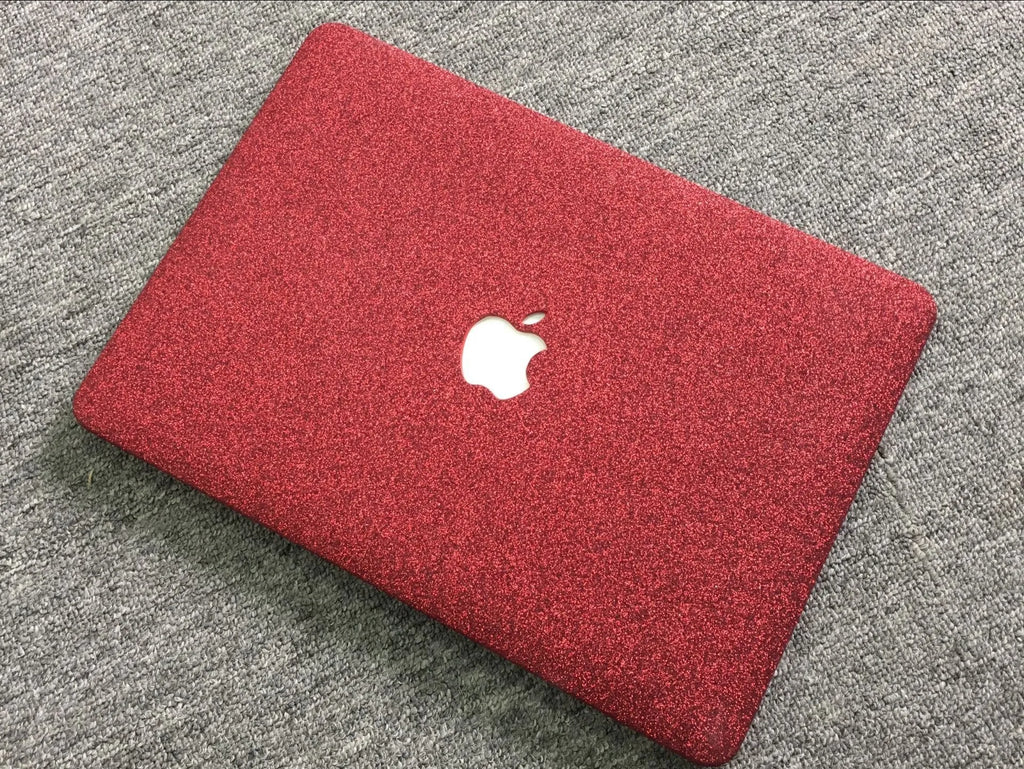 MacBook flash powder protective case with PC and imitation leather finish, Rose Gold colour, Plane style