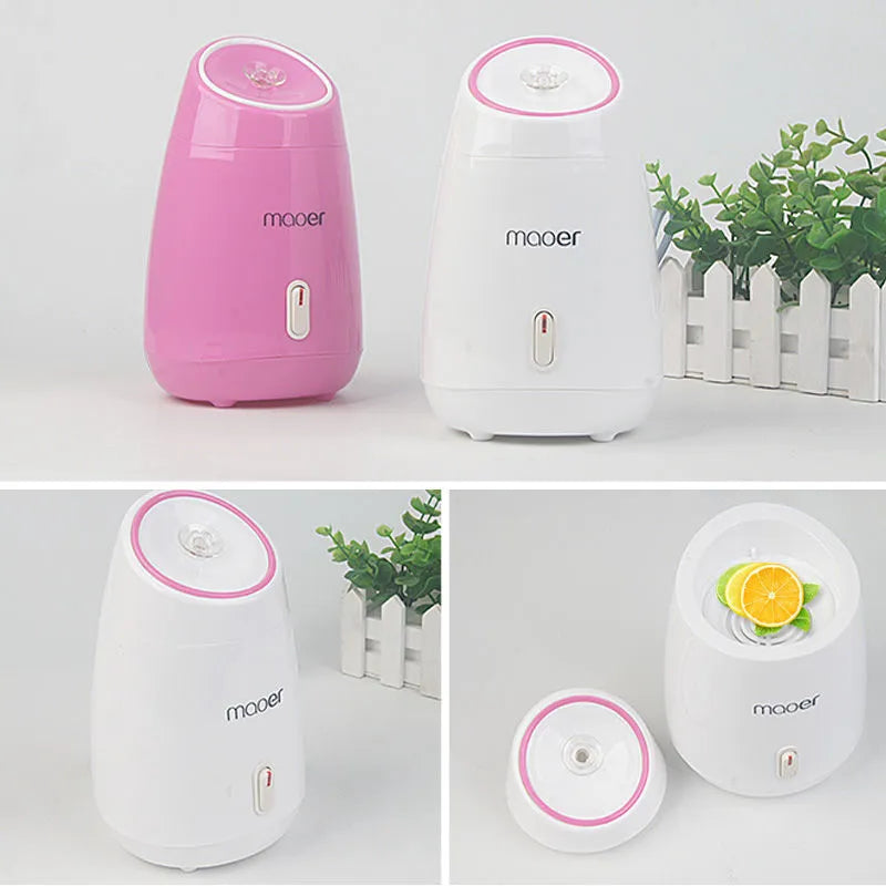 Nano ionic face steamer in pink or white for facial hydration and blackhead removal