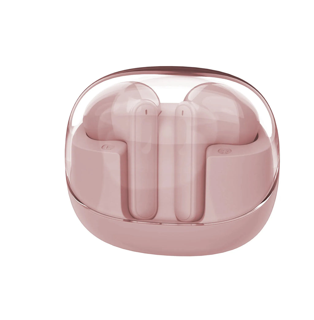 Transparent mini wireless Bluetooth earbuds with ergonomic design and 9D stereo sound