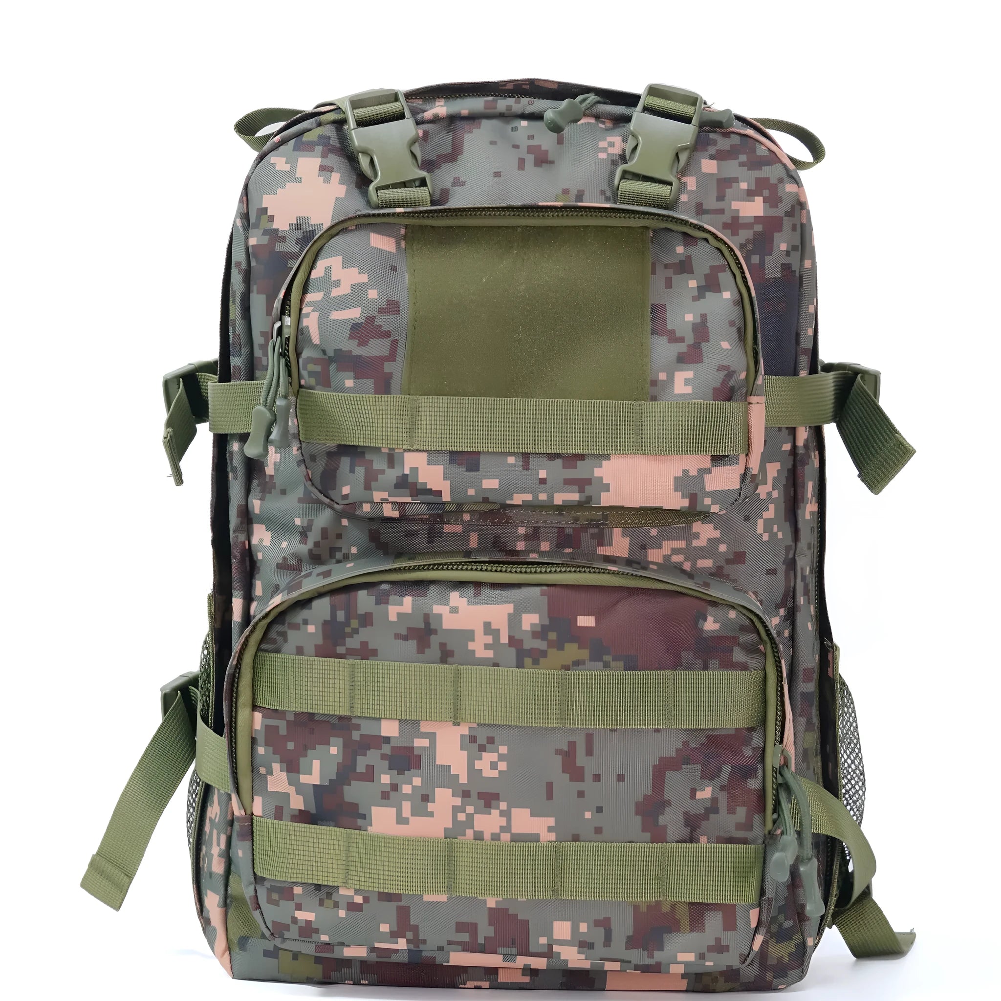 Camouflage pattern waterproof outdoor rucksack with 30x15x46 cm Oxford cloth construction and air pillow belt system