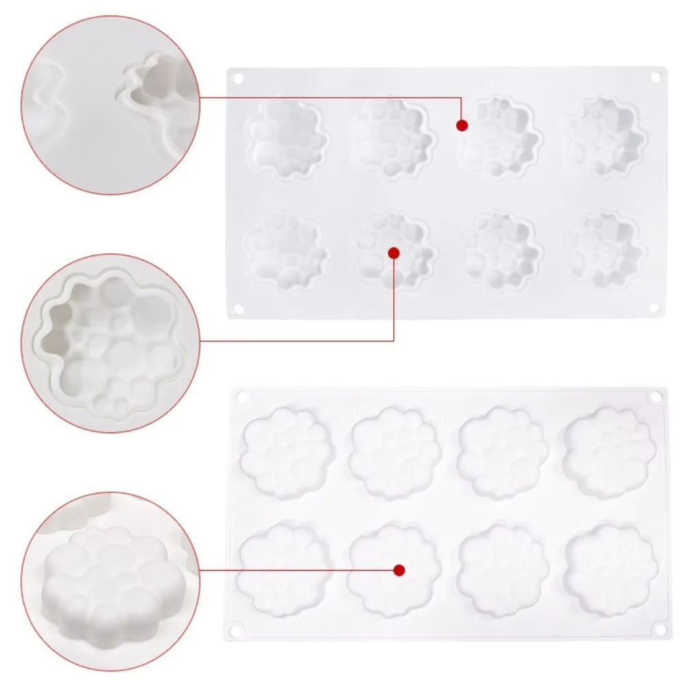 Round silicone baking mould with bubble tower pattern for cakes and desserts
