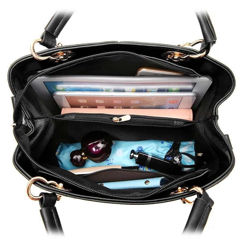 Retro style PU leather handbag with zipper opening and shoulder strap in multiple colours.