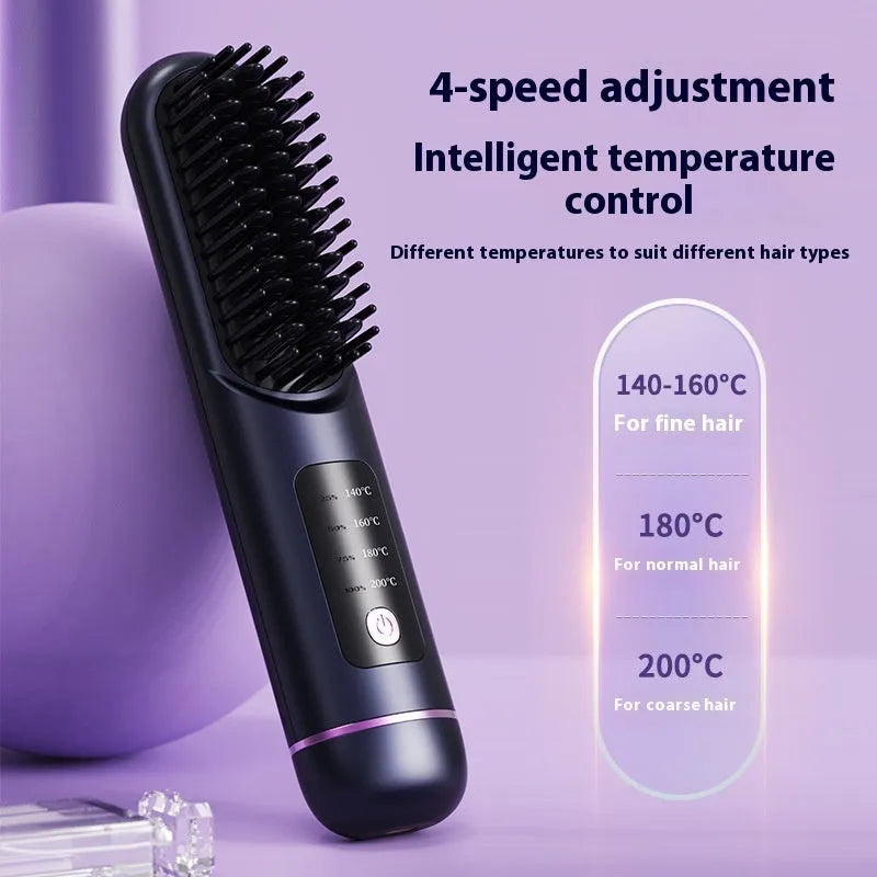 Portable charging negative ion straight hair comb in white, dark blue or grey colours