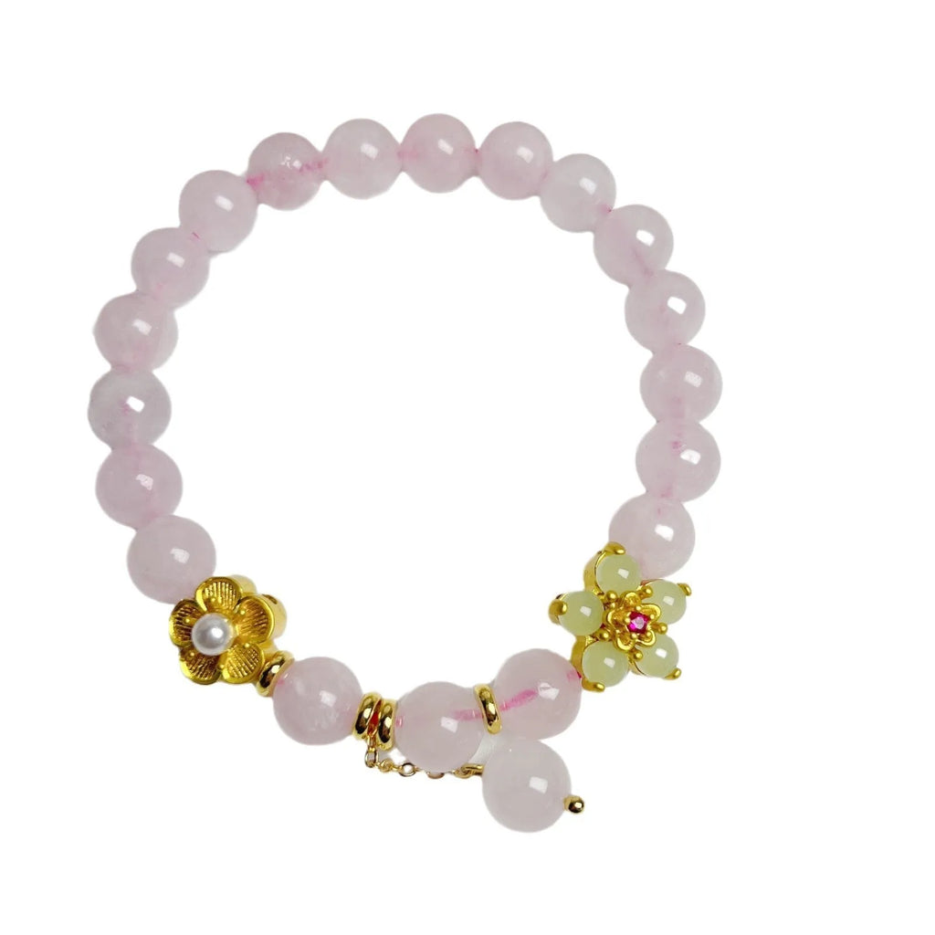 NAFU Chinese crystal peach blossom bracelet with pink colour and natural style