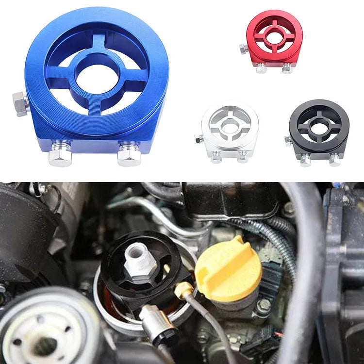 Aluminium alloy oil cake adapter for engine oil cooler, 7.8cm x 8.8m, available in red