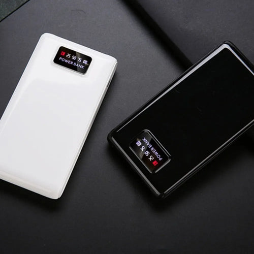 C9 DIY 18650 power bank case in black and white, showing six battery slots and dual USB ports.