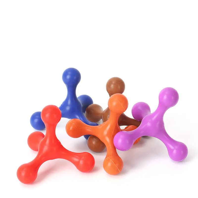 Beef-flavoured silicone teething toy for small medium dogs, three-legged bone design, 9.5cm