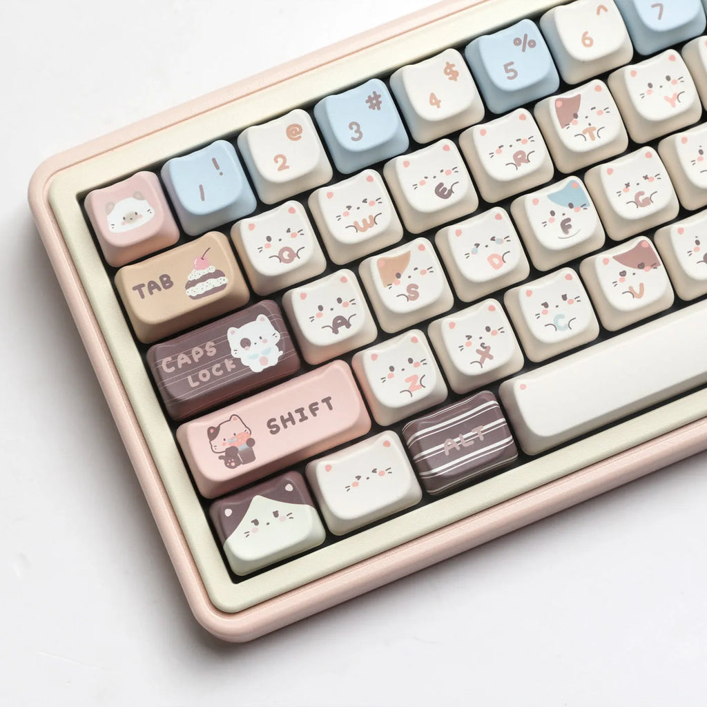 High Sea Salt Cat themed PBT key cap set for mechanical keyboards with sublimation printed designs and two colour suit options
