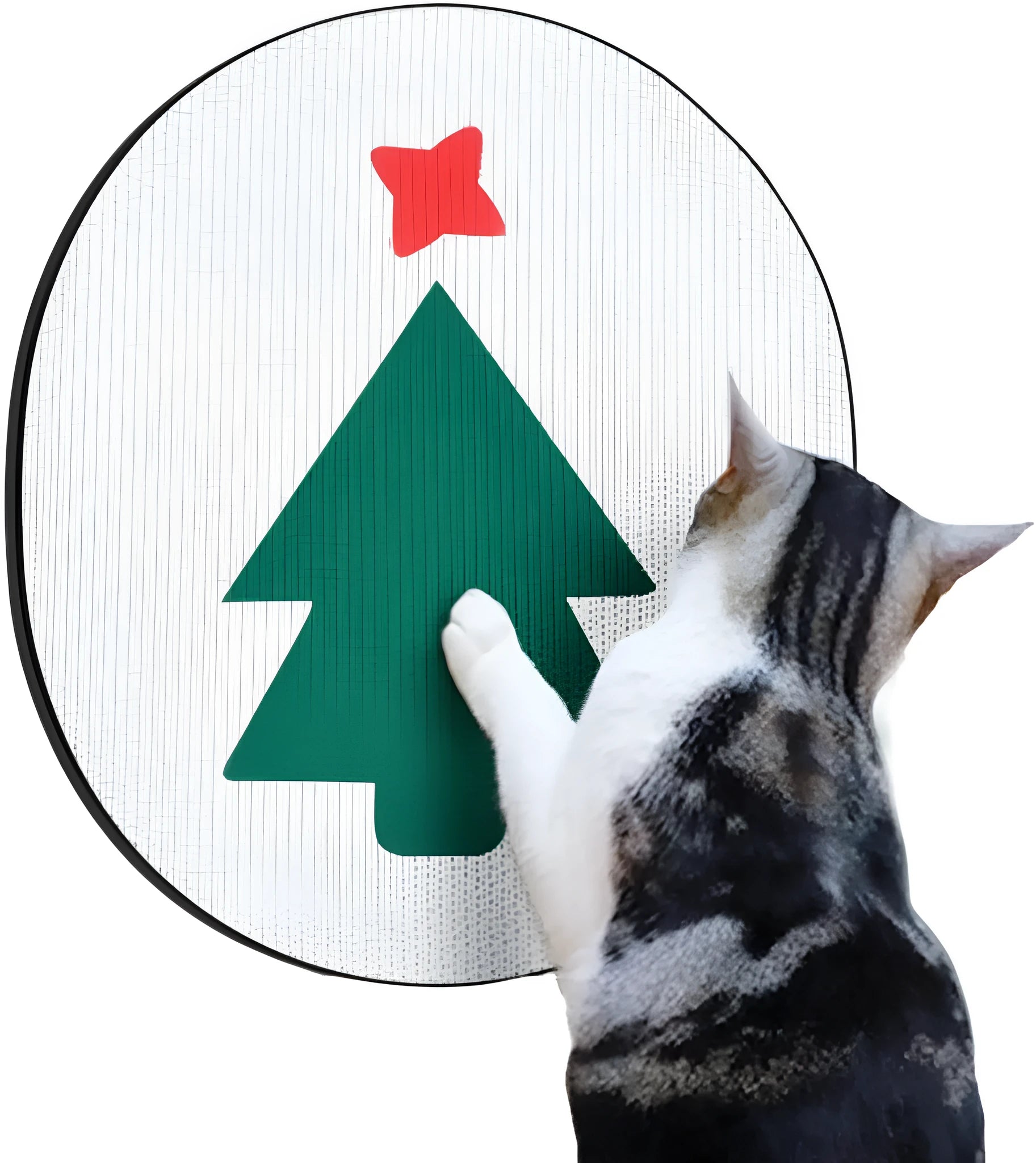 Wall mounted vertical cat scratch pad made of corrugated cardboard.