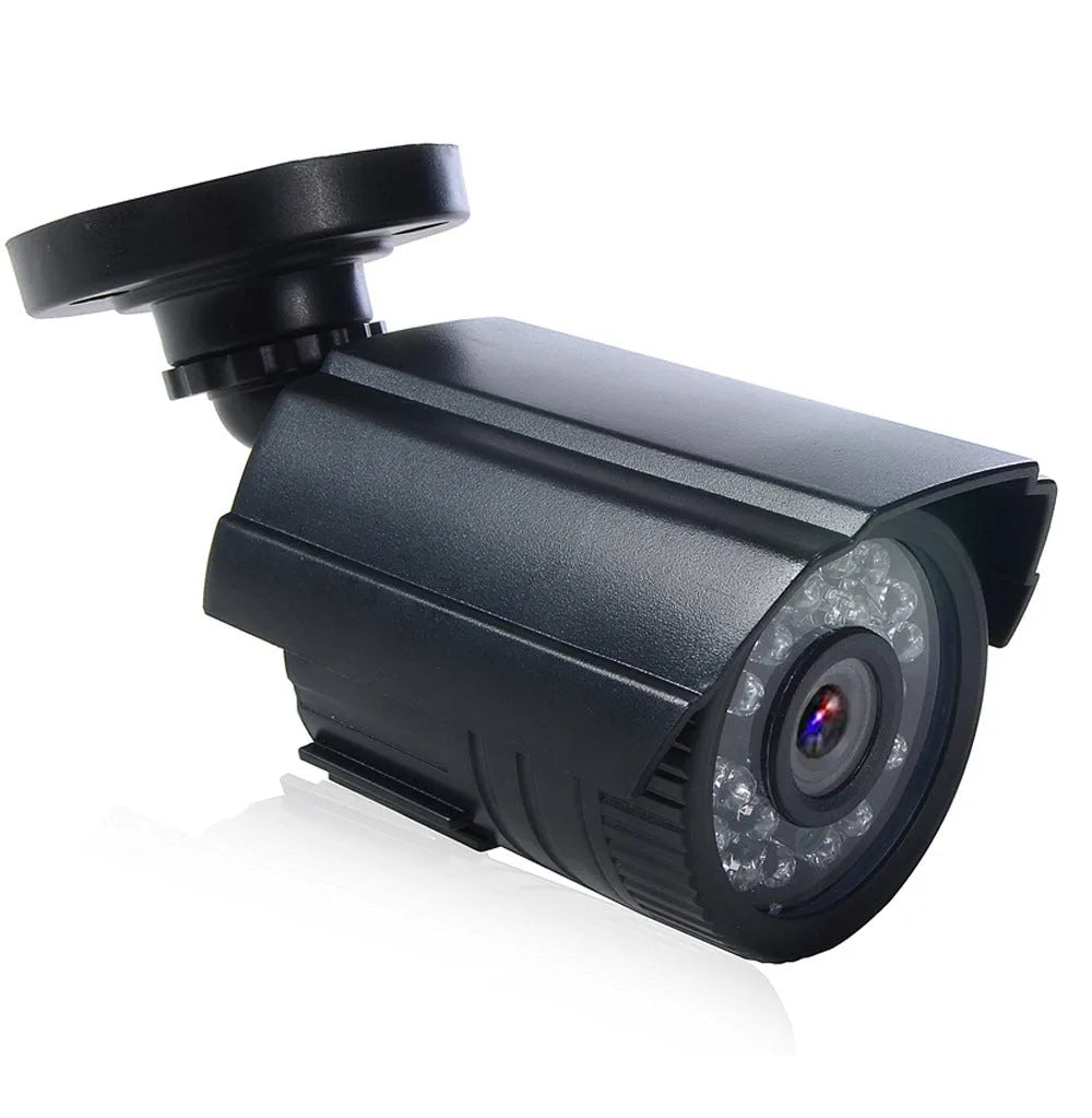 Black AHD HD waterproof security camera with infrared LEDs around the lens for night vision.