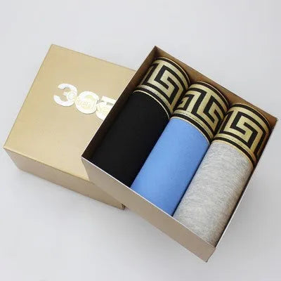 Men's 3 pack mid-waist plain boxer shorts in assorted colours cotton blend