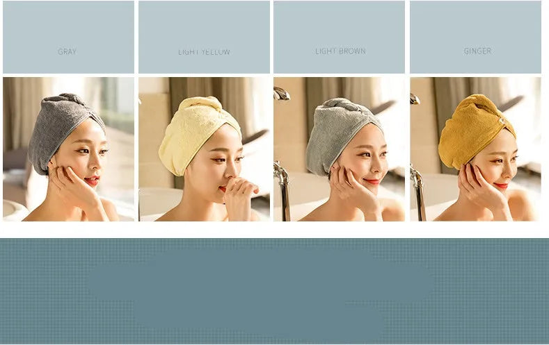 Microfiber hair drying cap in assorted colours measuring 60cm by 25cm