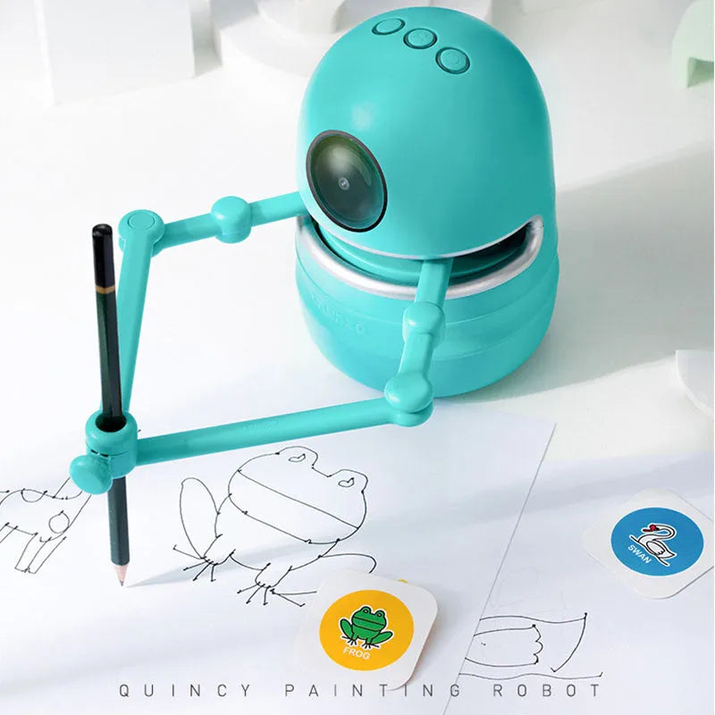 Painting robot for kindergarten children students with suction cup base and learning cards