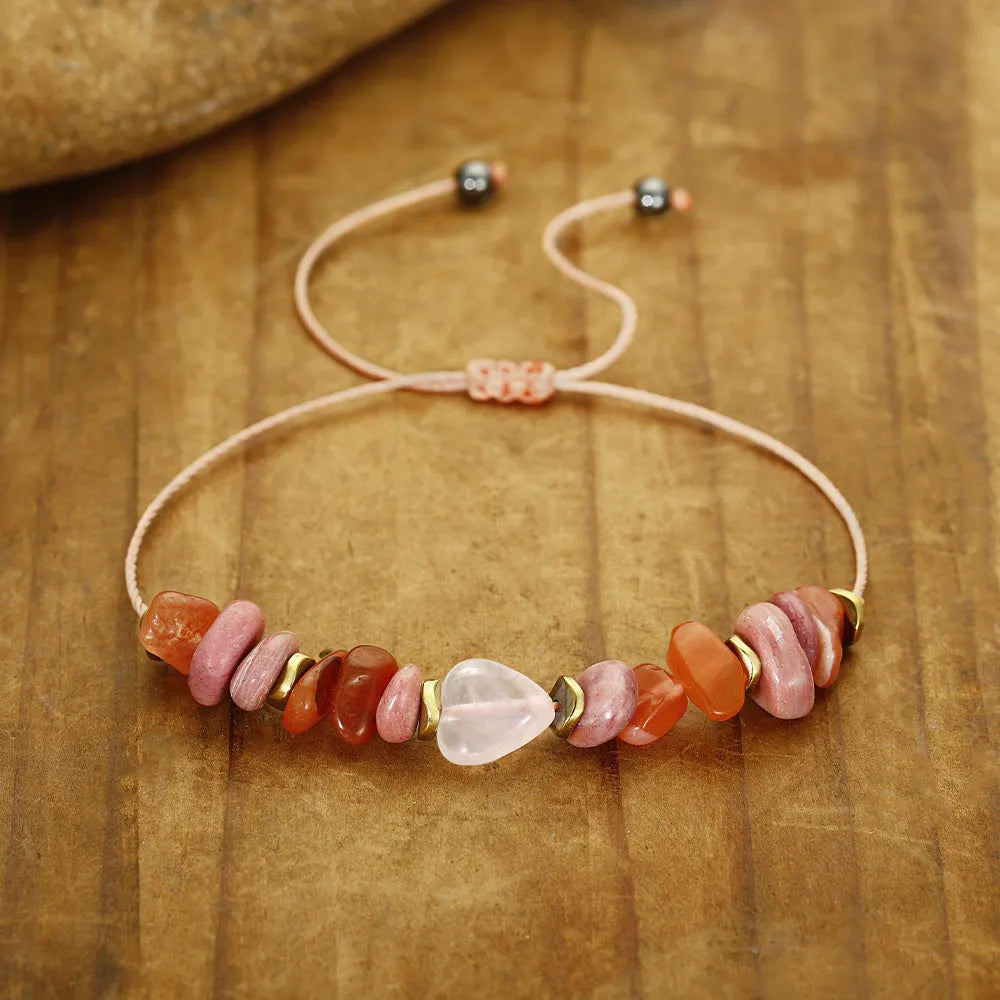 Handmade geometric stone bead bracelet for women showing detailed bead construction